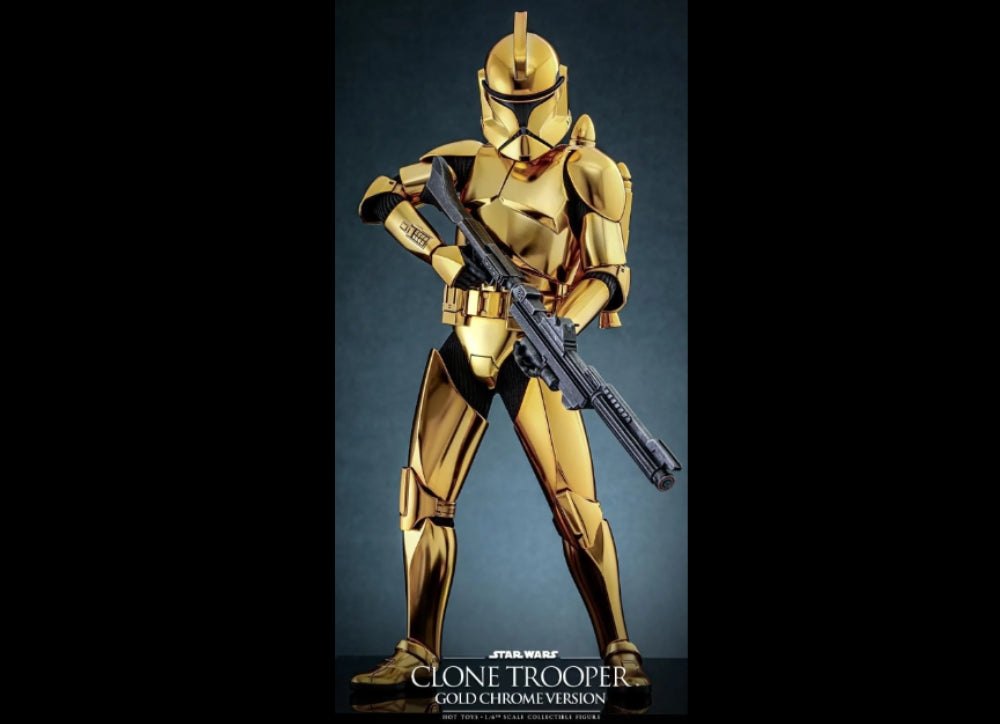 Ready! Hot Toys MMS735 STAR WARS 1/6 Clone Trooper Gold Chrome Version