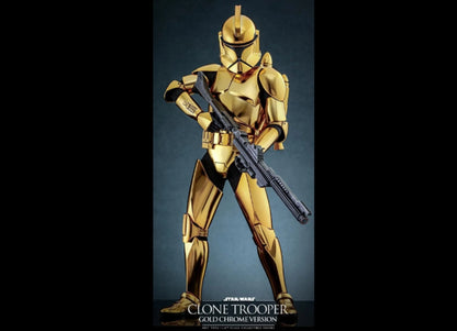 Ready! Hot Toys MMS735 STAR WARS 1/6 Clone Trooper Gold Chrome Version